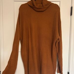 Cozy Women's Cowl Neck Sweater - Brown